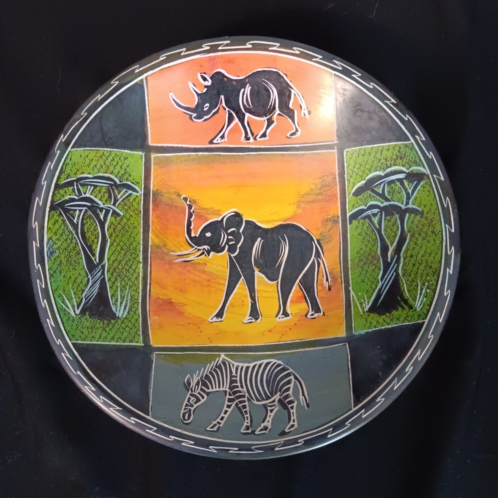 African Hand Made Colorful Safari Decorative 6" Dish Made in Kenya